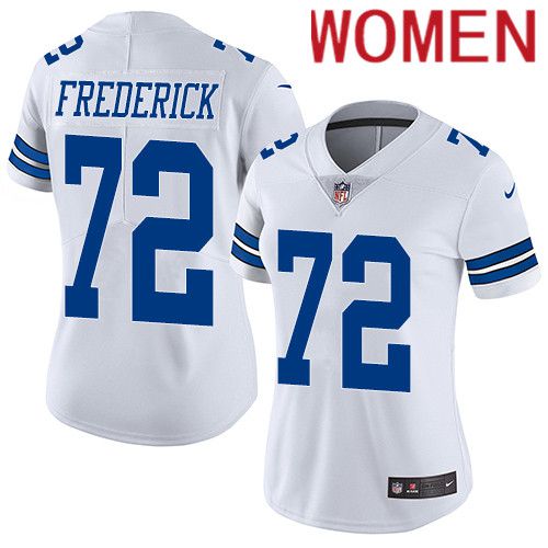 Women Dallas Cowboys 72 Travis Frederick Nike White Vapor Limited NFL Jersey